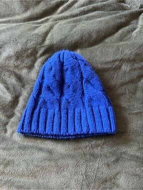 Blue Cable Knit Beanie